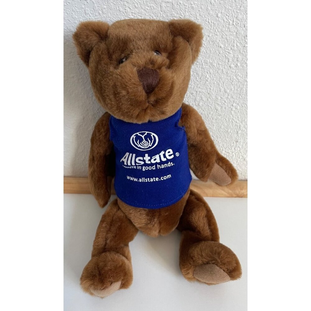Logo Bear Allstate Brown Teddy Bear Blue Shirt 2017 10" Soft Plush Toy